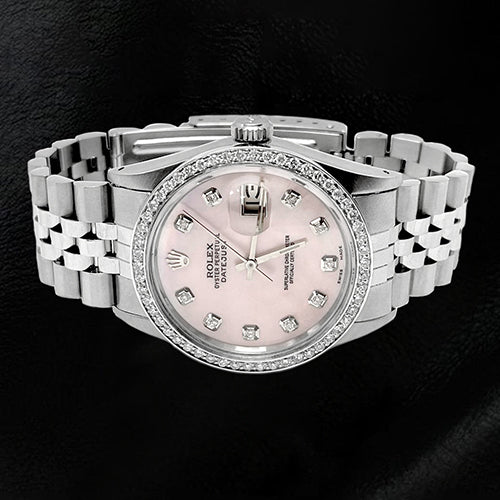 Pink Diamond Dial Rolex Datejust Watch Oyster Perpetual Bezel Diamond QUICK SET