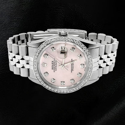 Pink Diamond Dial Rolex Datejust Watch Oyster Perpetual Bezel Diamond QUICK SET