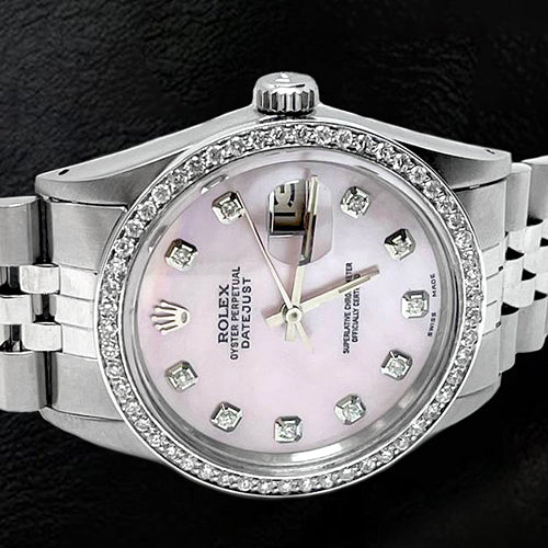 Pink Diamond Dial Rolex Datejust Watch Oyster Perpetual Bezel Diamond QUICK SET