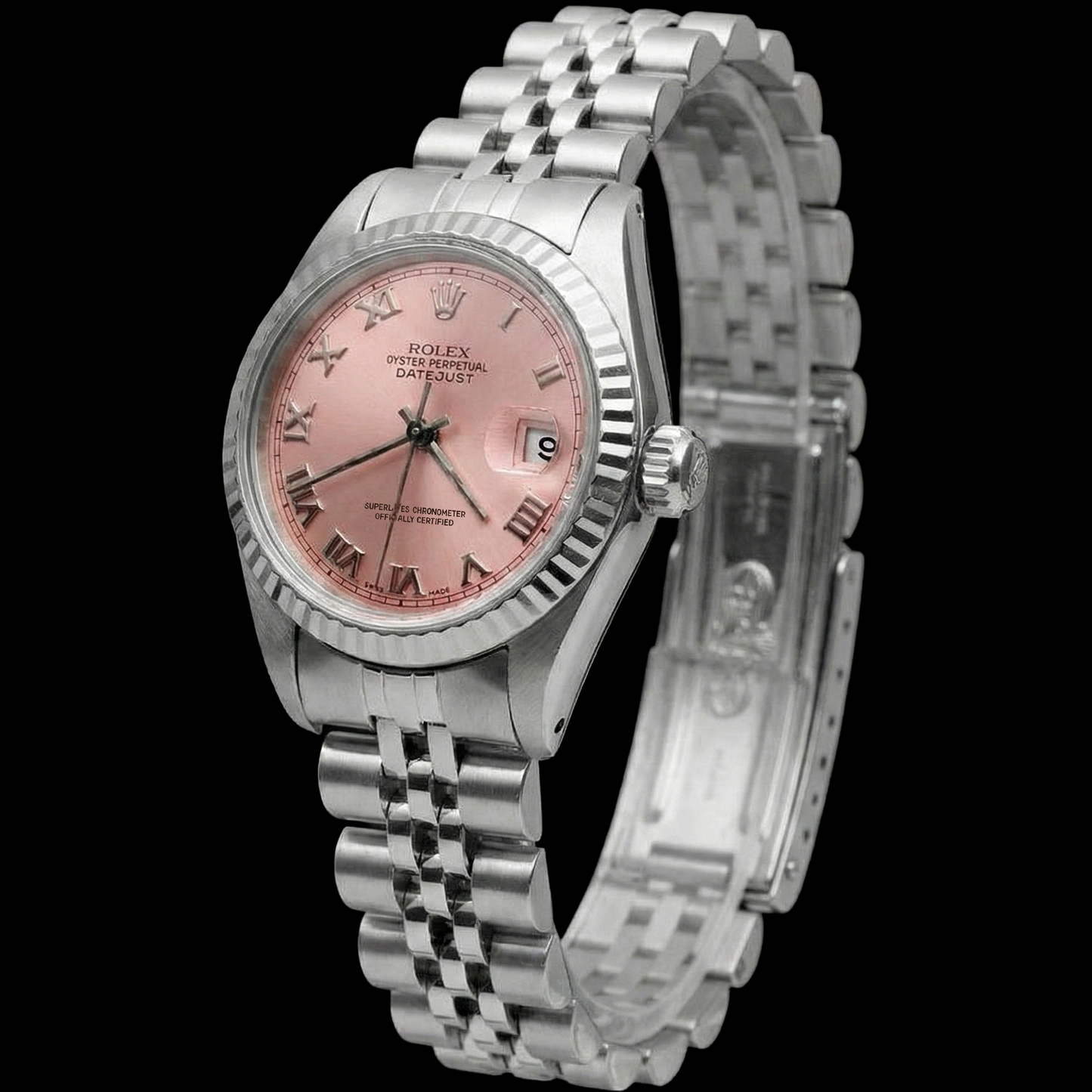 Pink Roman Dial Rolex Datejust Watch Ss Jubilee Bracelet
