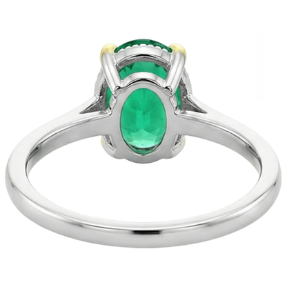 Natural Real ( Not Lab Grown ) Precious Gemstone Ring Green Emerald GIA Oval Cut