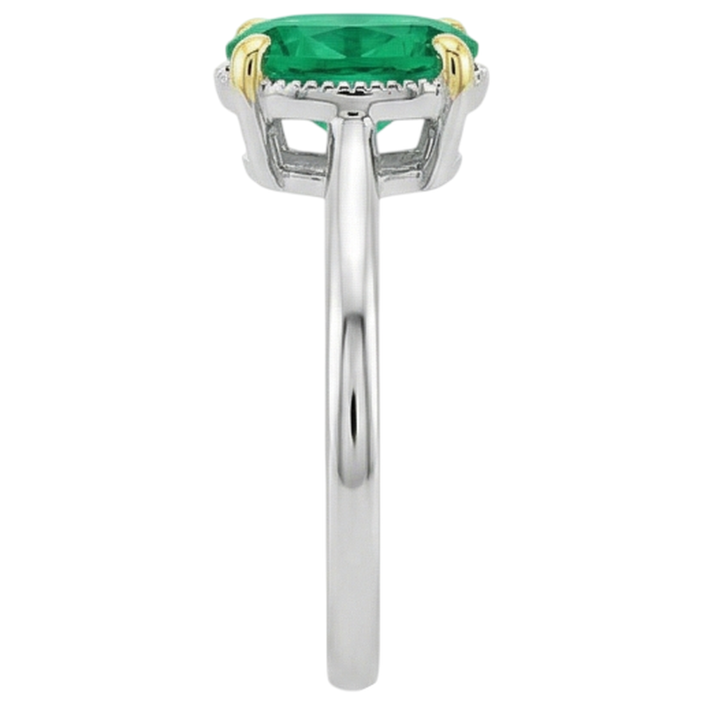 Natural Real ( Not Lab Grown ) Precious Gemstone Ring Green Emerald GIA Oval Cut
