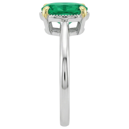 Natural Real ( Not Lab Grown ) Precious Gemstone Ring Green Emerald GIA Oval Cut