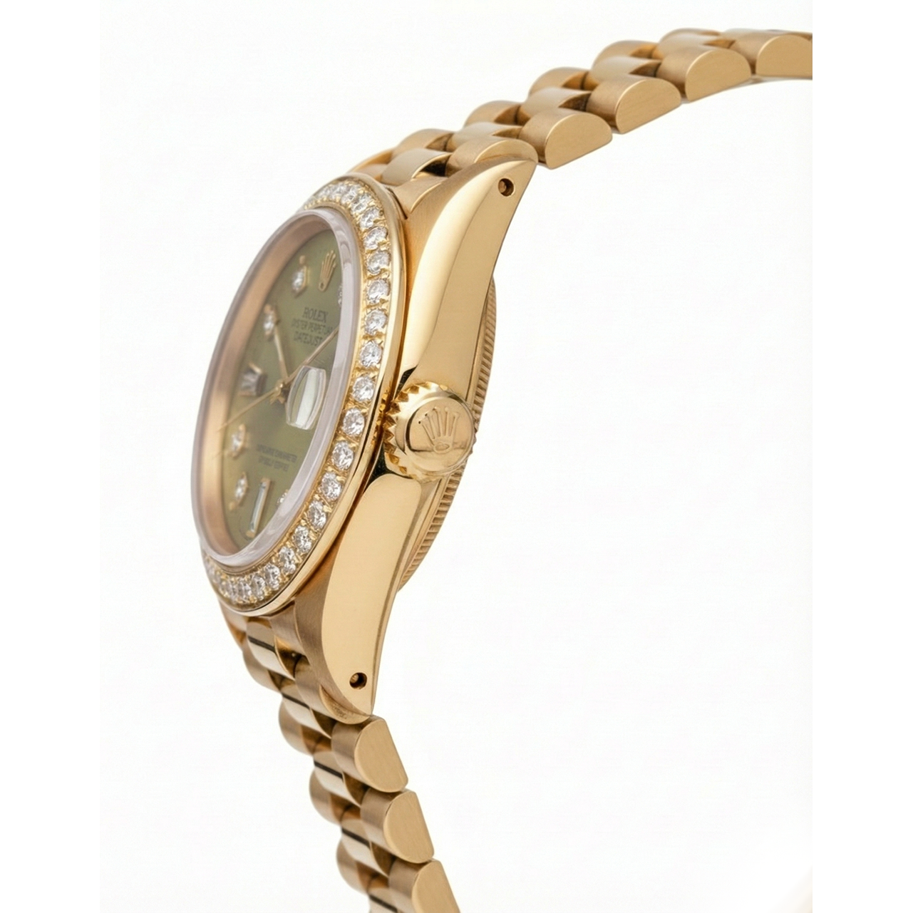 President Champagne Diamond Dial Bezel Rolex Watch Datejust Yg