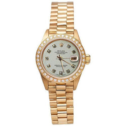 Presidential  Rolex Watch White Diamond Dial Bezel Datejust Yg