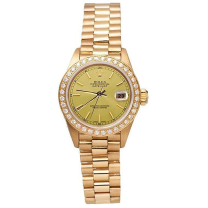 Rolex Dj Watch Champagne Stick Dial Bezel
