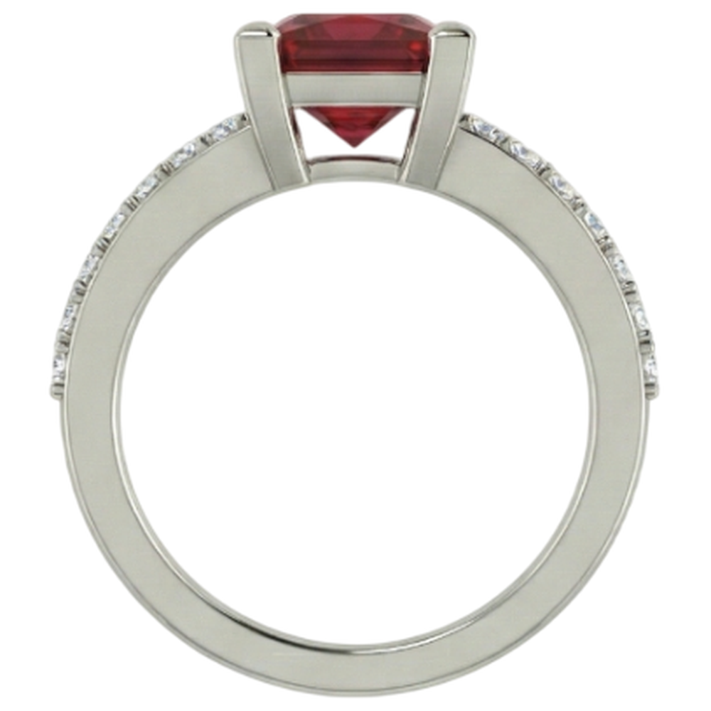 Princess And Round Cut 3.45 Ct. Ruby And Natural Earth Mined Diamonds Ring White Gold 14K
