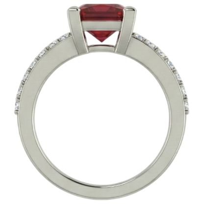 Princess And Round Cut 3.45 Ct. Ruby And Natural Earth Mined Diamonds Ring White Gold 14K
