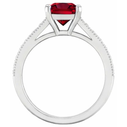 Princess Cut 3 Carats Ruby With Natural Earth Mined Diamonds Wedding Ring White Gold