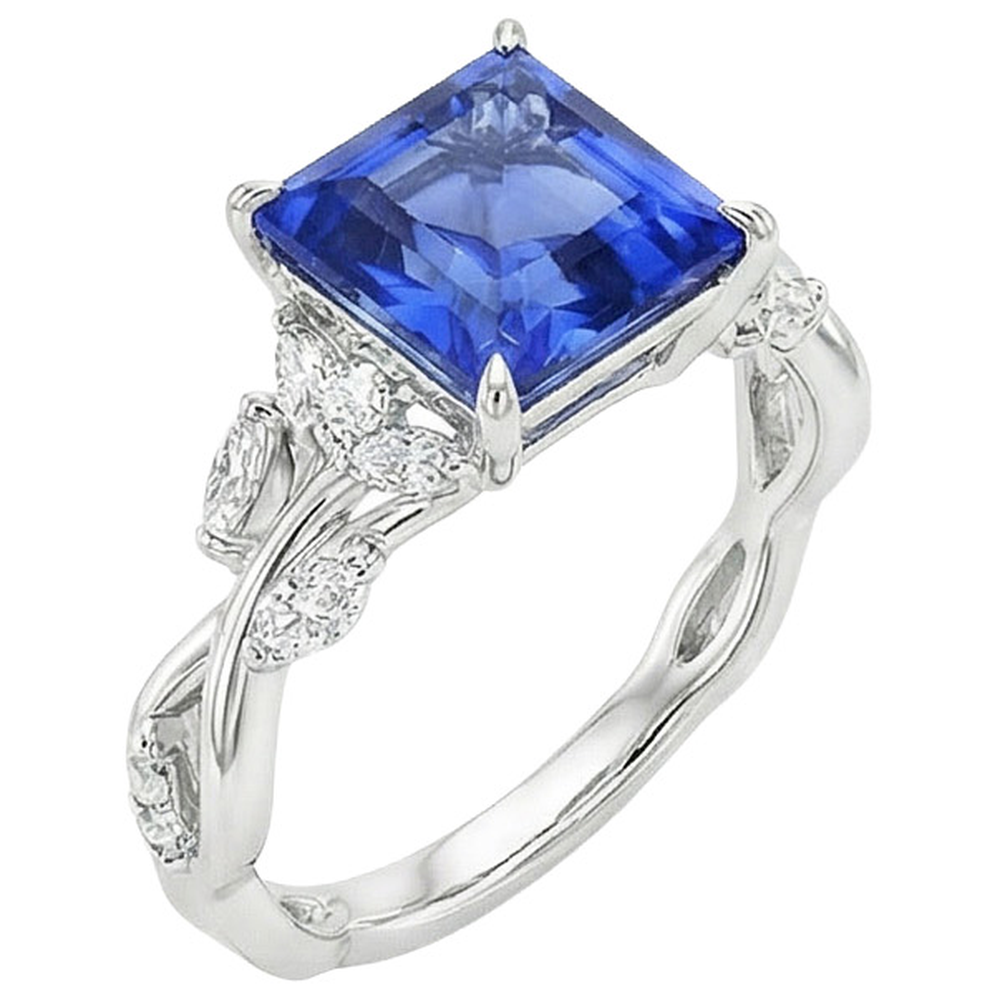 Princess Cut Blue Sapphire IGI CERTIFIED Diamond Ring 6.75 Carats Fancy Jewelry