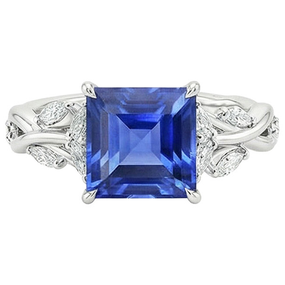 Princess Cut Blue Sapphire IGI CERTIFIED Diamond Ring 6.75 Carats Fancy Jewelry