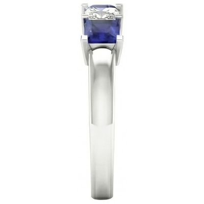Princess Cut Ceylon Sapphire Natural Earth Mined Diamonds 5 Stone Ring 1.75 Ct