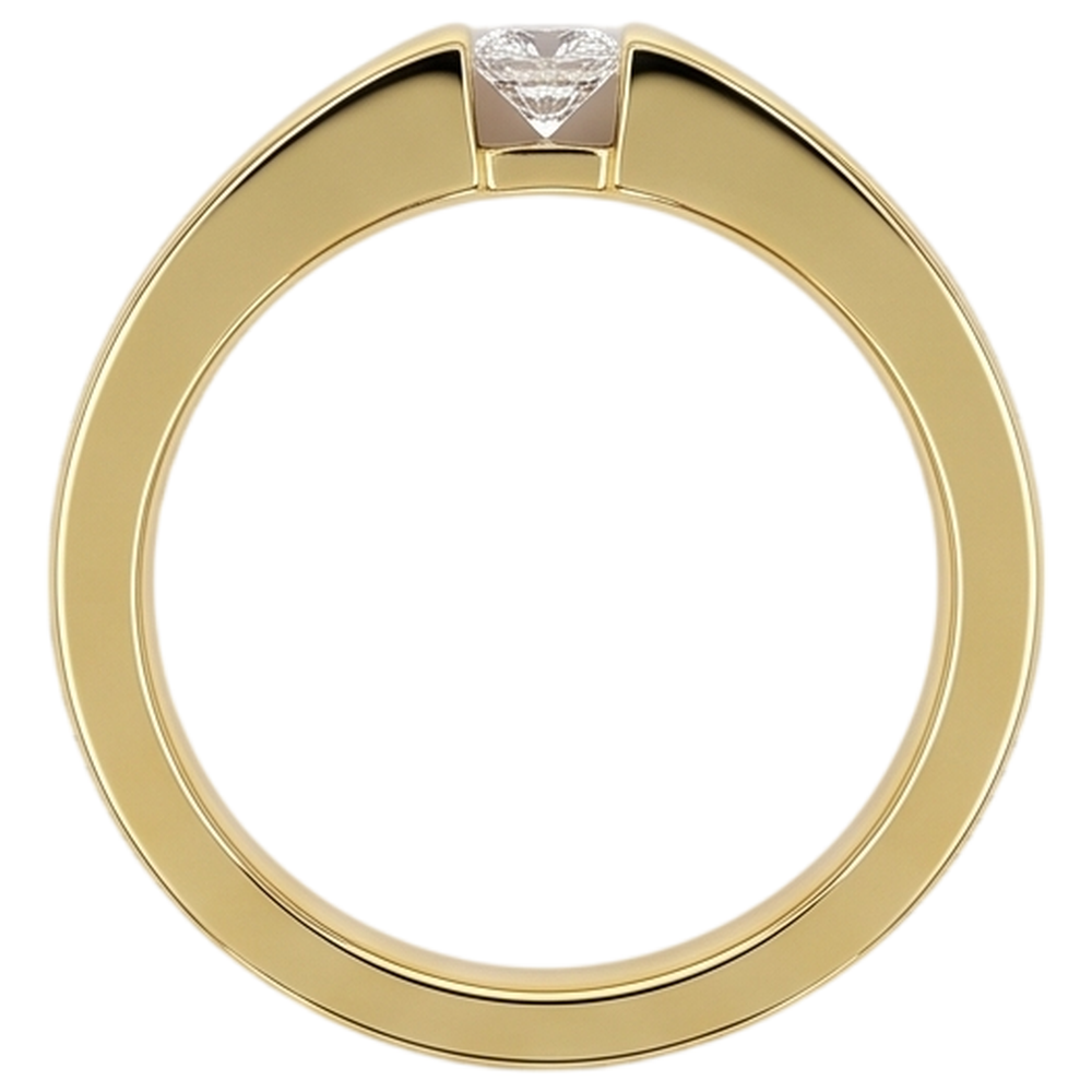 Princess Cut Diamond Tension Set Men's Ring 0.75 Carats Yellow Gold
