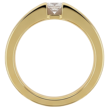 Princess Cut Diamond Tension Set Men's Ring 0.75 Carats Yellow Gold