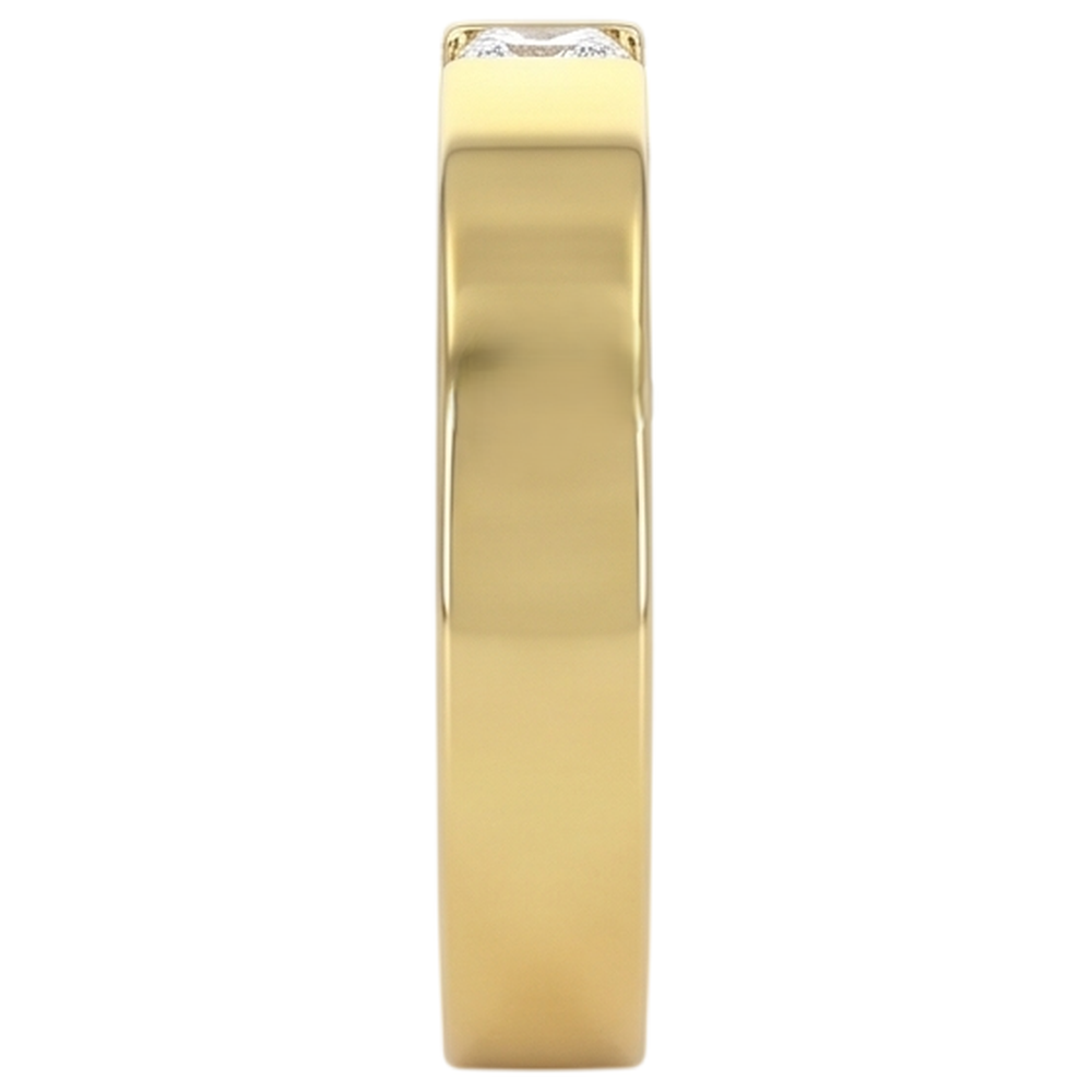 Princess Cut Diamond Tension Set Men's Ring 0.75 Carats Yellow Gold