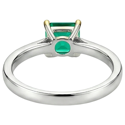 Natural Real ( Not Lab Grown ) Princess Cut Gemstone Ring Green Emerald GIA & Diamond Jewelry