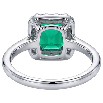 Natural Real ( Not Lab Grown ) Princess Cut Green Emerald GIA Ring Halo Diamonds