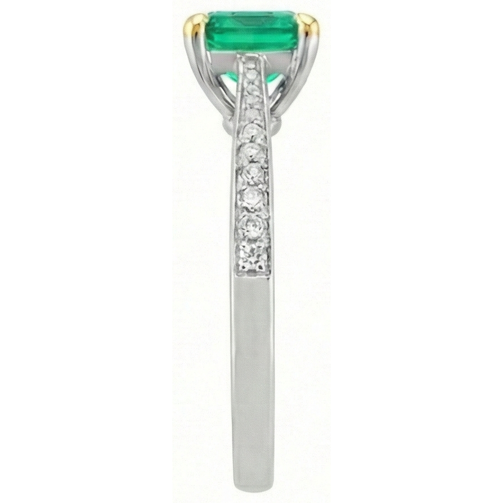 Natural Real ( Not Lab Grown ) Princess Cut Green Emerald GIA Ring Round Diamonds