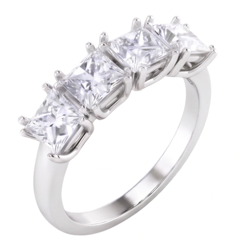 Princess Cut Natural Earth Mined Diamond Anniversary Ring Band 3 Carats