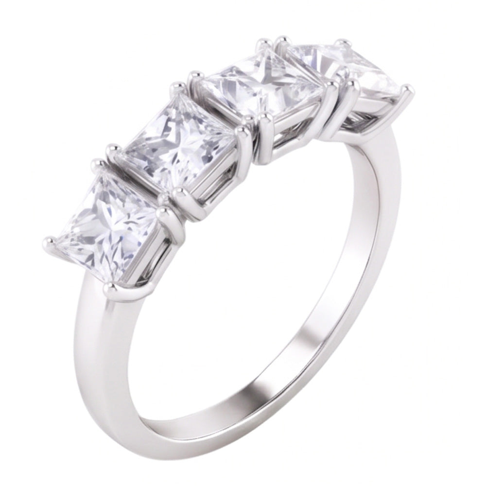 Princess Cut Natural Earth Mined Diamond Anniversary Ring Band 3 Carats