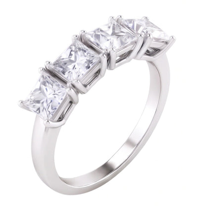 Princess Cut Natural Earth Mined Diamond Anniversary Ring Band 3 Carats