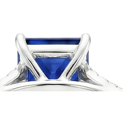 Princess Cut Solitaire Gemstone Ring With Pave Natural Earth Mined Diamond Accents 6 Carat