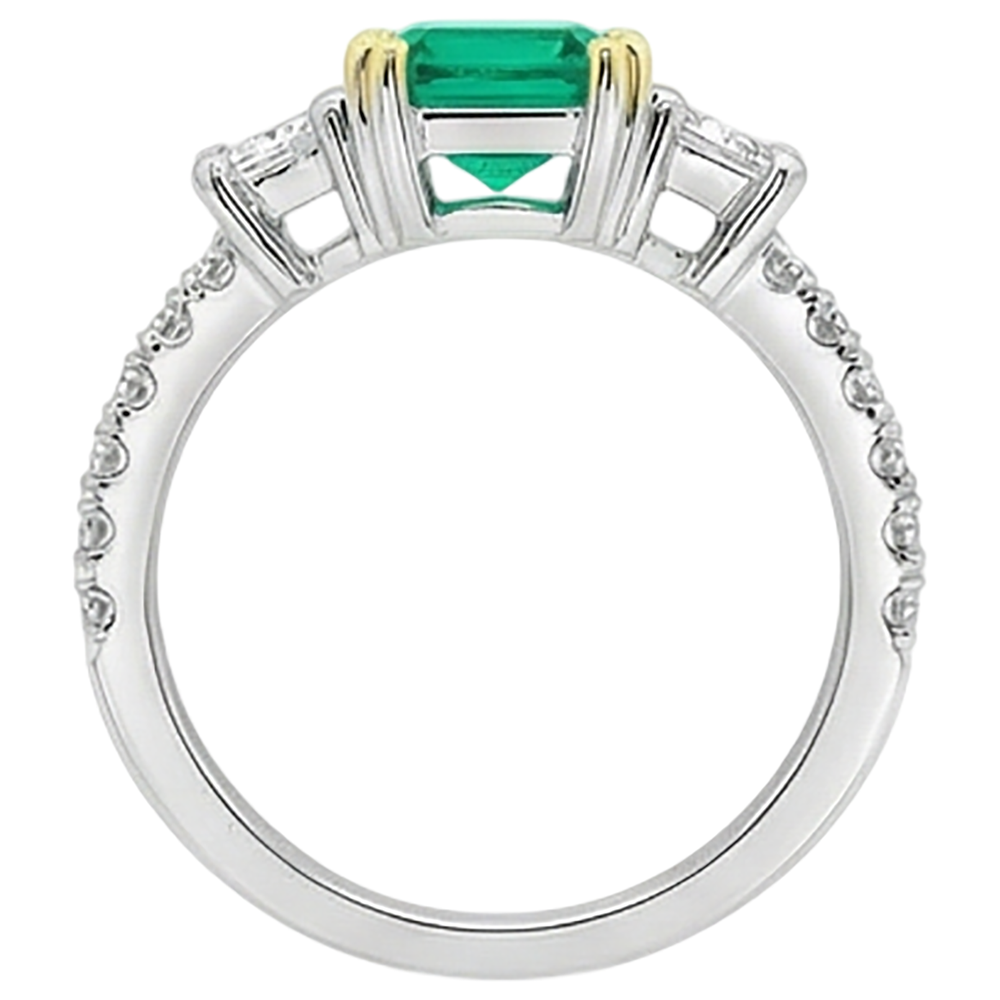 Natural Real ( Not Lab Grown ) Princess Diamond Green Emerald GIA Ring Engagement Gold