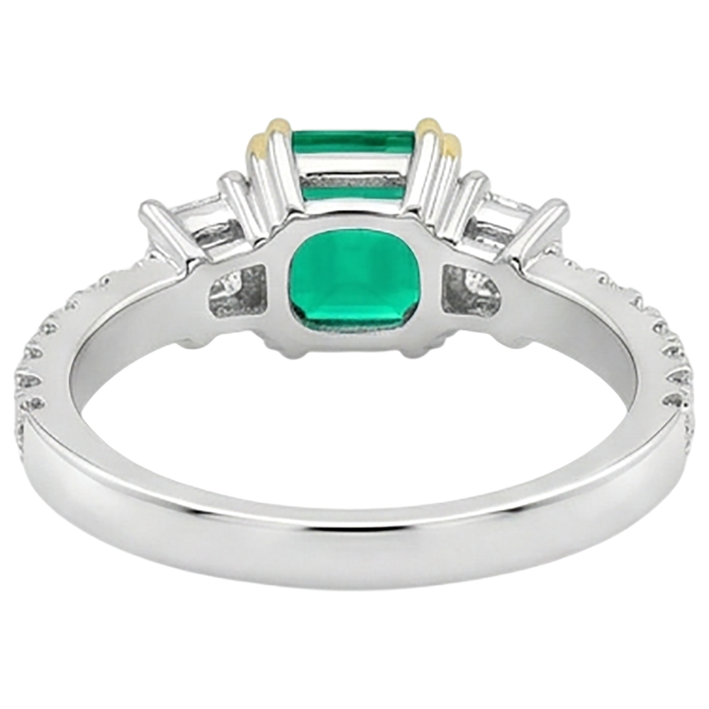 Natural Real ( Not Lab Grown ) Princess Diamond Green Emerald GIA Ring Engagement Gold