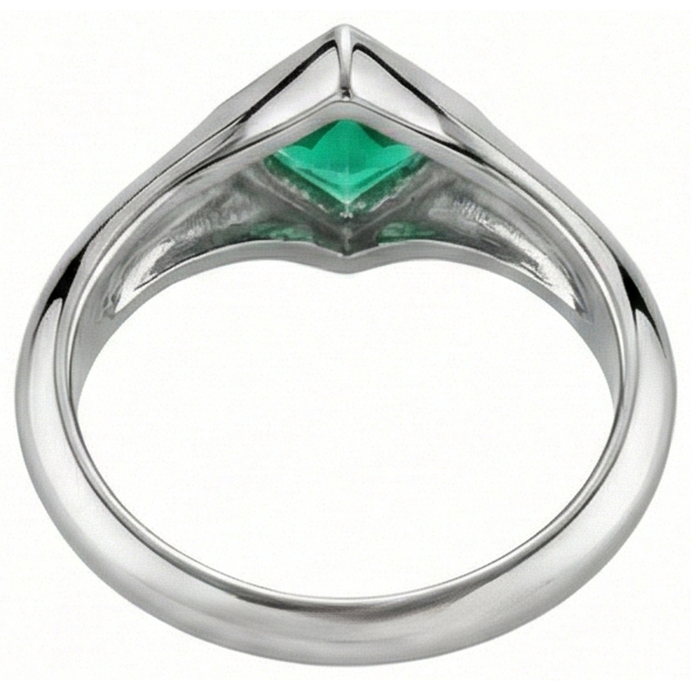 Natural Real ( Not Lab Grown ) Princess Gemstone Men’s Ring Green Emerald GIA Bezel Set
