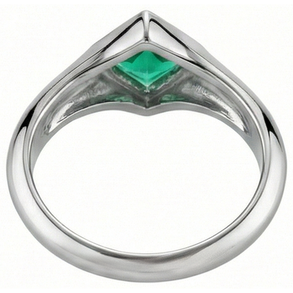 Natural Real ( Not Lab Grown ) Princess Gemstone Men’s Ring Green Emerald GIA Bezel Set