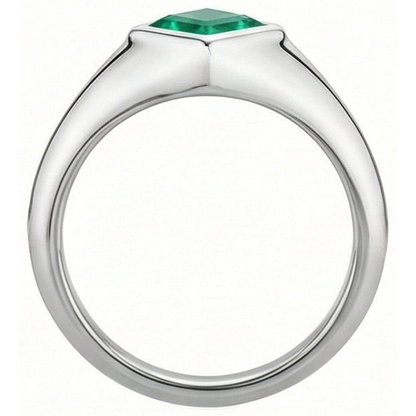 Natural Real ( Not Lab Grown ) Princess Gemstone Men’s Ring Green Emerald GIA Bezel Set