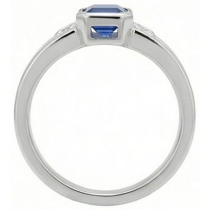 Princess Natural Earth Mined Diamond 3 Stone Emerald Sapphire Ring Split Shank 1.25 Carats