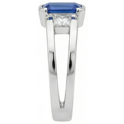 Princess Natural Earth Mined Diamond 3 Stone Emerald Sapphire Ring Split Shank 1.25 Carats