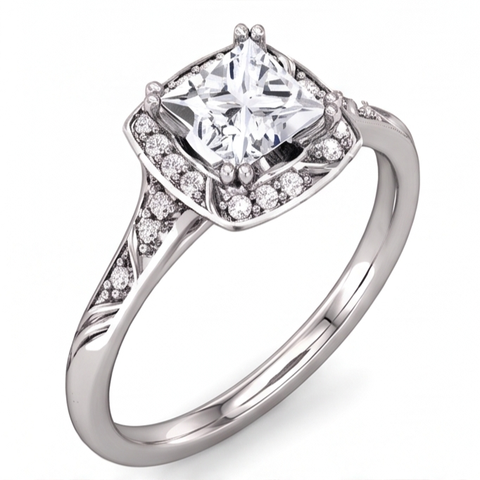 Princess Natural Earth Mined Diamond Engagement Anniversary Ring 1.72 Carat White Gold 14K