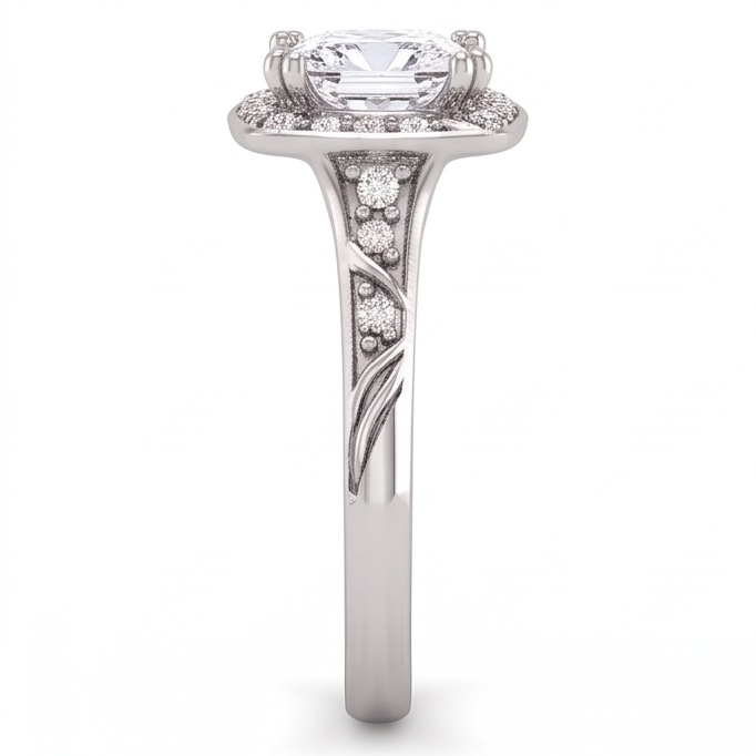 Princess Natural Earth Mined Diamond Engagement Anniversary Ring 1.72 Carat White Gold 14K