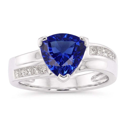 Princess Natural Earth Mined Diamond Sapphire Engagement Ring 2 Carats Channel Set Accents