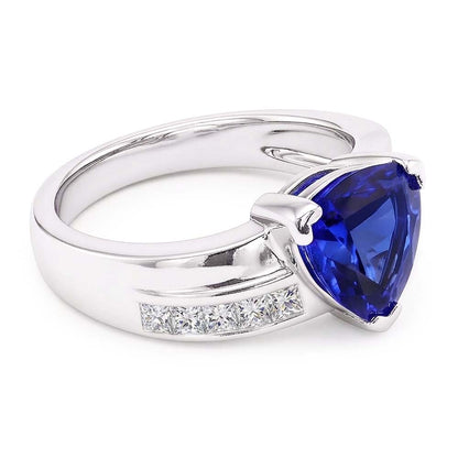 Princess Natural Earth Mined Diamond Sapphire Engagement Ring 2 Carats Channel Set Accents