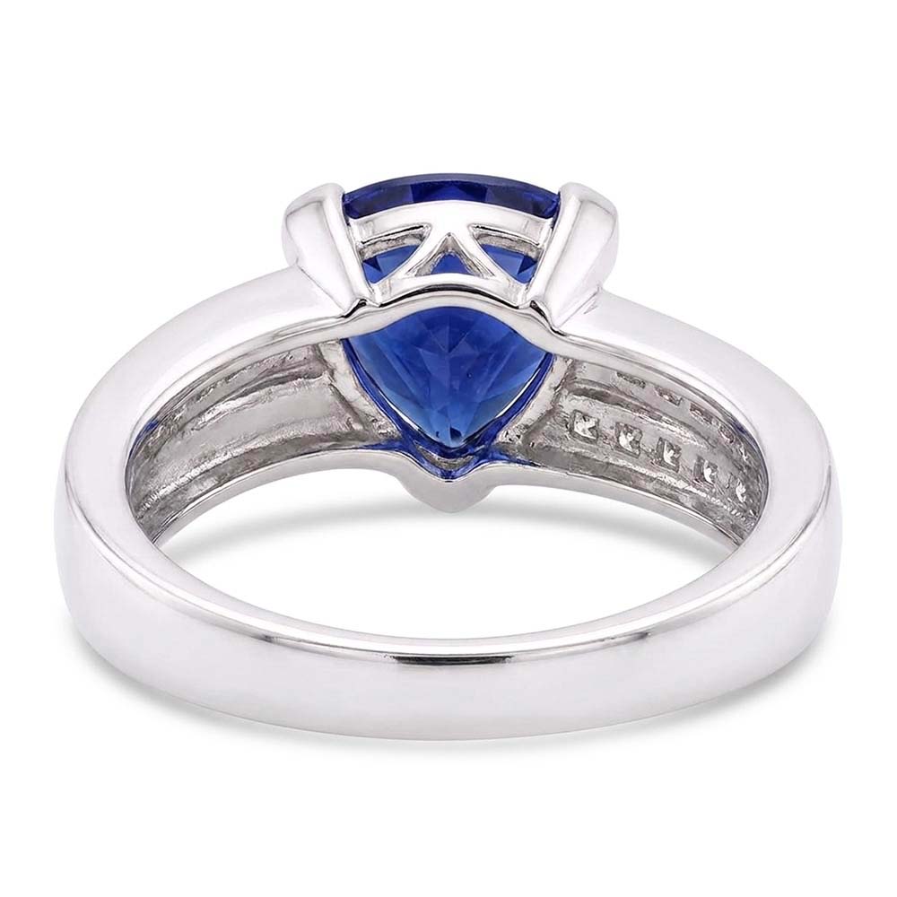 Princess Natural Earth Mined Diamond Sapphire Engagement Ring 2 Carats Channel Set Accents