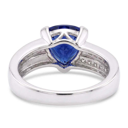 Princess Natural Earth Mined Diamond Sapphire Engagement Ring 2 Carats Channel Set Accents