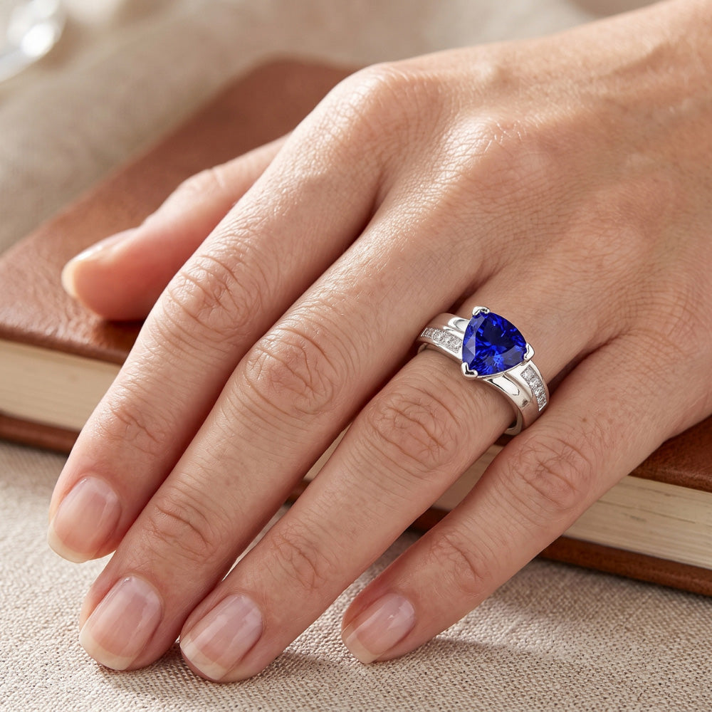 Princess Natural Earth Mined Diamond Sapphire Engagement Ring 2 Carats Channel Set Accents