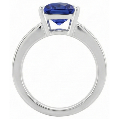 Princess Natural Earth Mined Diamond Trillion Sapphire Ring 1.25 Carats Channel Set