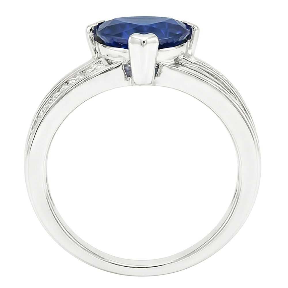 Princess Natural Earth Mined Diamond Trillion Sapphire Ring 2.50 Carats White Gold 14K