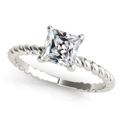 Princess Old Miner Natural Diamond Solitaire Ring Rope Style