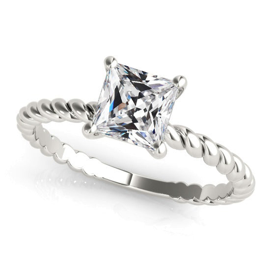 Princess Old Miner Diamond Solitaire Ring Rope Style