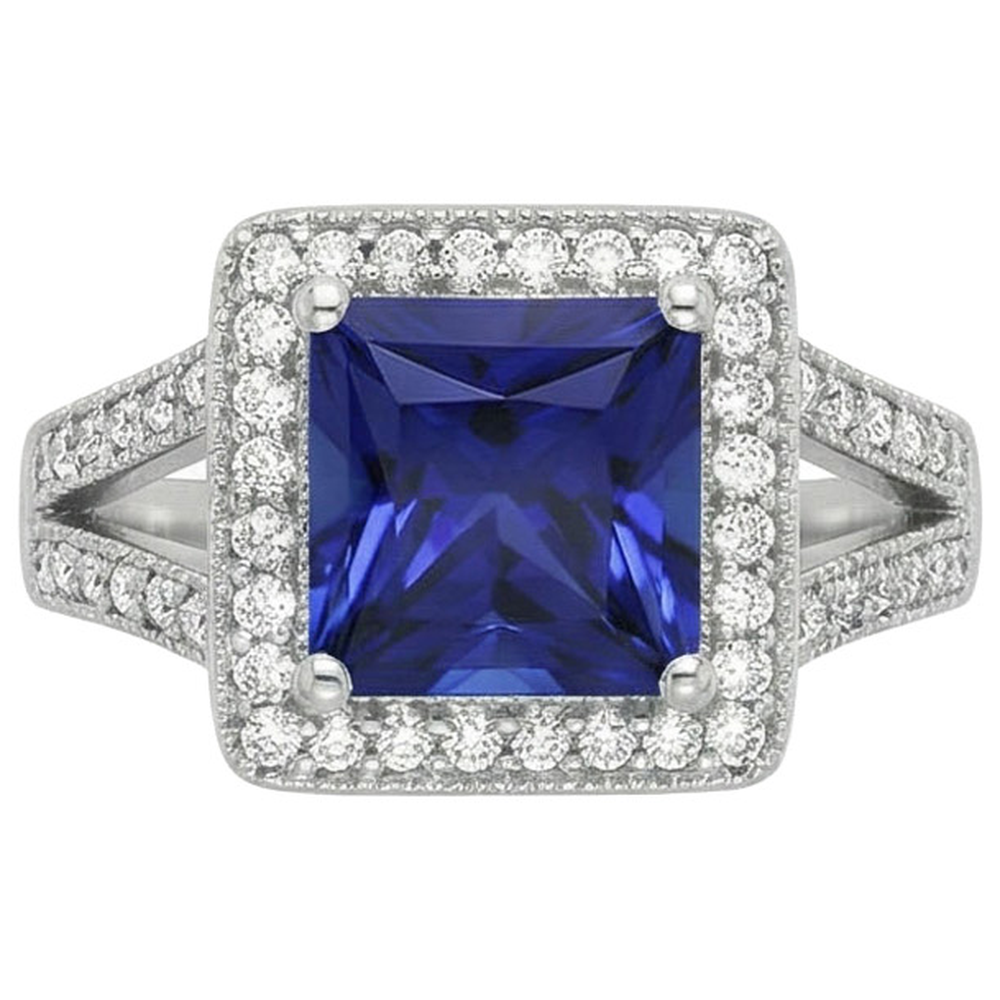 natural round sapphire 3.56ct ring side angle