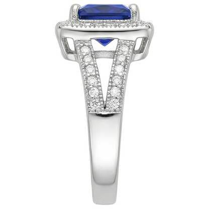 natural round sapphire 3.56ct ring top view