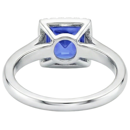 Princess Shaped Ceylon Sapphire Natural Earth Mined Diamonds Gemstone Ring 5.40 Carats