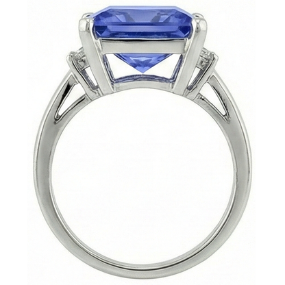 Princess Tanzanite Natural Earth Mined Diamonds 8.50 Carat Fancy Ring White Gold 14K