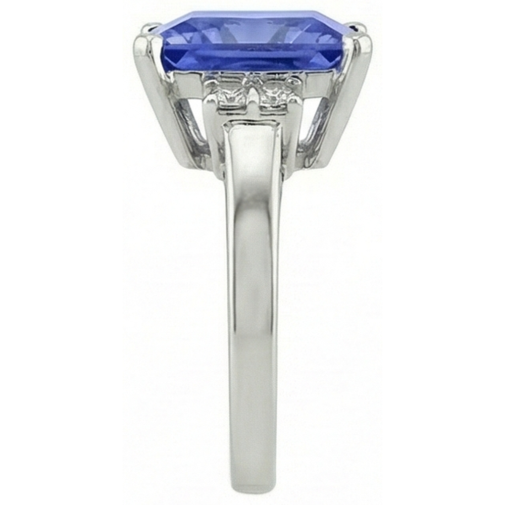 Princess Tanzanite Natural Earth Mined Diamonds 8.50 Carat Fancy Ring White Gold 14K