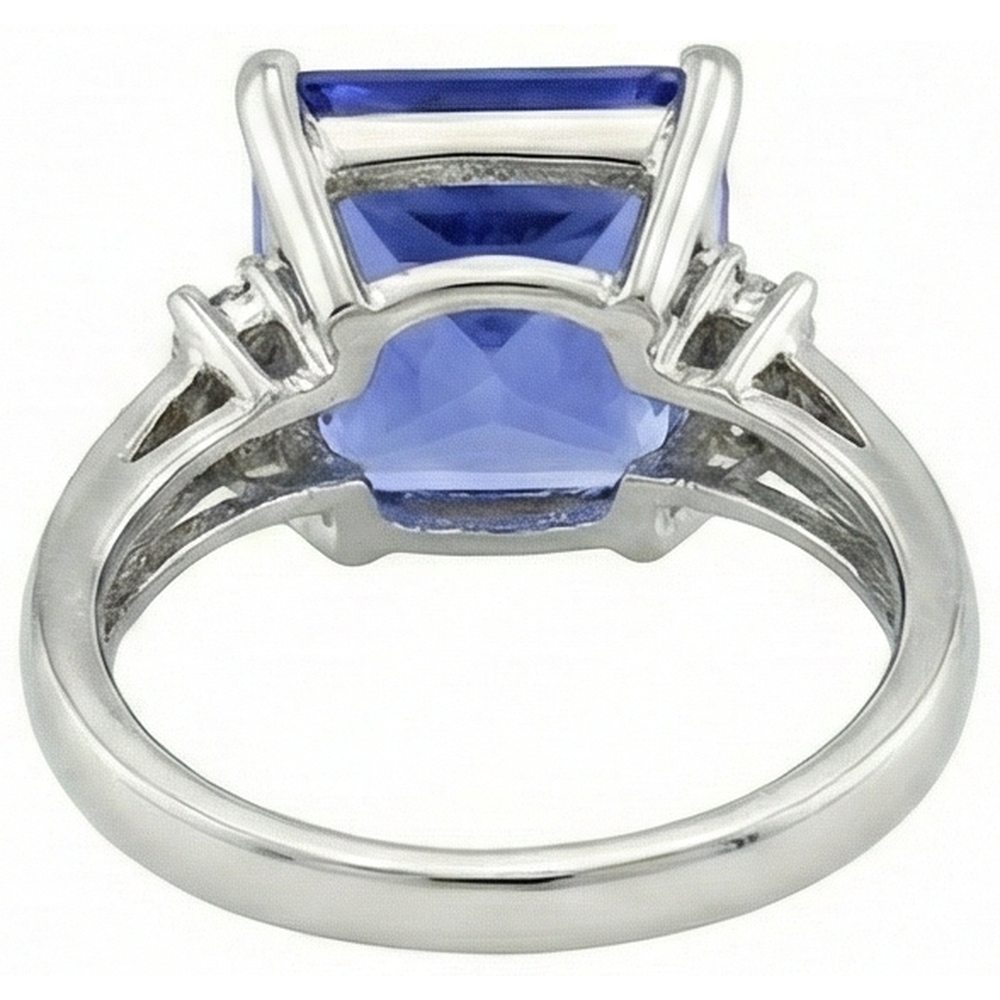 Princess Tanzanite Natural Earth Mined Diamonds 8.50 Carat Fancy Ring White Gold 14K